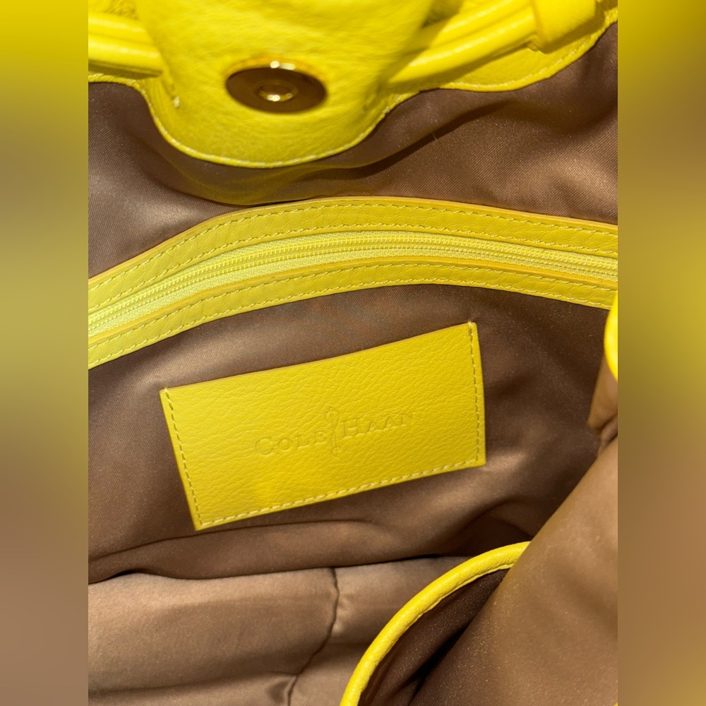 Cole Haan Yellow Leather Hobo Bucket Style Bag Great Condition - Picture 8 of 12